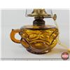 Image 2 : Amber Finger Oil Lamp : Peanut Design (Measures w/Chimney : 11"H)