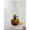 Image 4 : Amber Finger Oil Lamp : Peanut Design (Measures w/Chimney : 11"H)