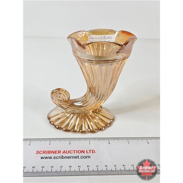 Carnival Glass Horn of Plenty Vase (Measures : 5"H)