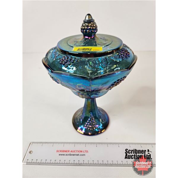Carnival Glass Compote Indiana Glass w/Lid (Measures : 10"H)