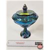 Image 1 : Carnival Glass Compote Indiana Glass w/Lid (Measures : 10"H)