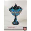 Image 2 : Carnival Glass Compote Indiana Glass w/Lid (Measures : 10"H)
