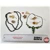 Image 1 : Costume Jewelry : Broaches ; Black Bead Necklace ; Rhinestone Necklace (10 pcs)