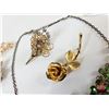 Image 3 : Costume Jewelry : Broaches ; Black Bead Necklace ; Rhinestone Necklace (10 pcs)