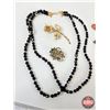 Image 5 : Costume Jewelry : Broaches ; Black Bead Necklace ; Rhinestone Necklace (10 pcs)