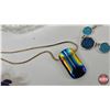Image 3 : Jewelry (3) :  - Alfred Sung Necklace - Aurora Borealis Scarab Necklace - Owl Rhinestone Brooch (c/w
