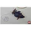 Image 4 : Jewelry (3) :  - Alfred Sung Necklace - Aurora Borealis Scarab Necklace - Owl Rhinestone Brooch (c/w
