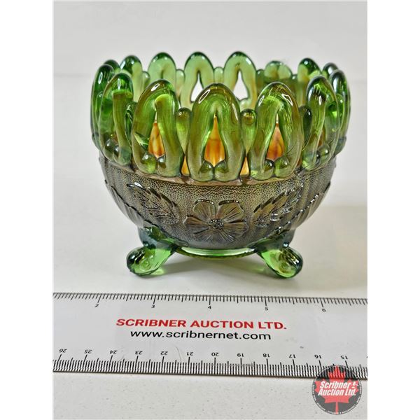 Northwood Carnival Glass Rose Bowl (Measures : 4"H)