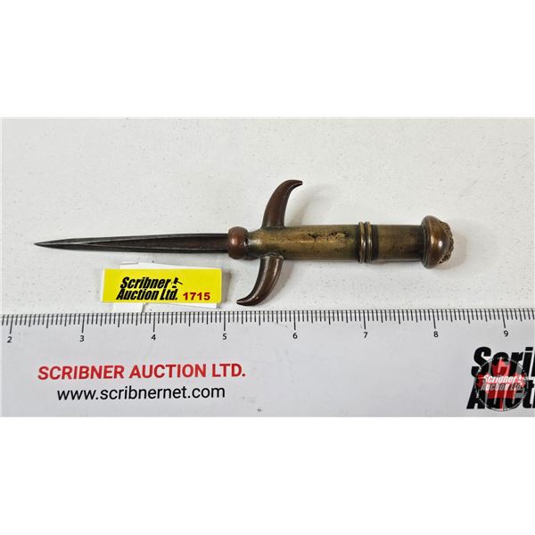 WW1 Brass Trench Art Reamer : (French) (Total Length : 6"L)