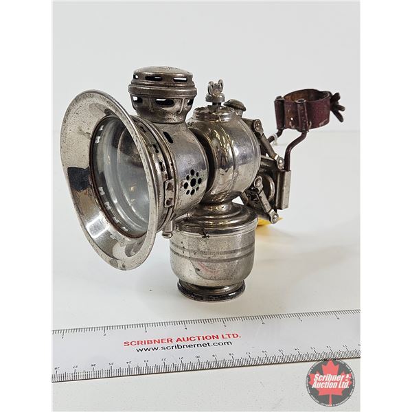 Antique Carbide Bicycle Headlamp : Powell & Hammer : "Revenge" (Measures : 6-1/2"H x 9"L)