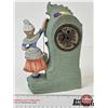 Image 10 : Antique Trio: - Lady Clock (9"H) - Metal Paper Clip - Finger Candle Holder