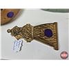 Image 2 : Antique Trio: - Lady Clock (9"H) - Metal Paper Clip - Finger Candle Holder