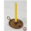 Image 5 : Antique Trio: - Lady Clock (9"H) - Metal Paper Clip - Finger Candle Holder