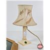 Image 11 : Collector Combo : Framed Decorative Plate ; French Ivory Lamp (c. 1940) ; Pottery Cup ; Salt Shaker 