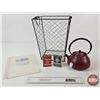 Image 1 : Kitchen Combo : Japanese Red Cast Iron Kettle ; Butter Paper (3 Sheets) ; Spice Tins (2) ; Wire Bask