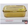 Image 1 : Gold Depression Glass Covered Refrigerator Dish (Note : Minor Chip on Edge - Sanded Smooth, Not Shar