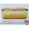 Image 2 : Gold Depression Glass Covered Refrigerator Dish (Note : Minor Chip on Edge - Sanded Smooth, Not Shar
