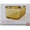 Image 3 : Gold Depression Glass Covered Refrigerator Dish (Note : Minor Chip on Edge - Sanded Smooth, Not Shar