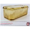Image 5 : Gold Depression Glass Covered Refrigerator Dish (Note : Minor Chip on Edge - Sanded Smooth, Not Shar