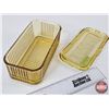 Image 6 : Gold Depression Glass Covered Refrigerator Dish (Note : Minor Chip on Edge - Sanded Smooth, Not Shar