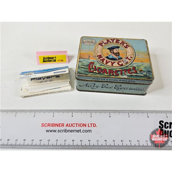 Players Cigarette Tin w/Rolling Papers (Measures : 1-1/2"H x 4"W x 3"D)