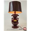 Image 1 : Medalta Oxblood Electric Lamp : No. 423A : w/Original Shade (1947) (Measures : 22-1/4"H)