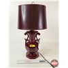 Image 3 : Medalta Oxblood Electric Lamp : No. 423A : w/Original Shade (1947) (Measures : 22-1/4"H)