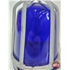 Image 2 : Blue Glass Caged Maritime Bulkhead Light Lense  (Measures : 6-1/4"H)