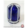 Image 3 : Blue Glass Caged Maritime Bulkhead Light Lense  (Measures : 6-1/4"H)