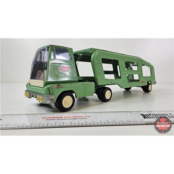 Vintage Tonka Car Hauler Truck & Trailer (Measures : 5"H x 4"W x 18-1/2"D)