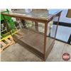 Image 3 : Antique Showcase : 2 Shelves : Sliding Mirror Doors : Cast Iron Front Legs (Measures : 40"H x 48"W x
