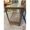 Image 4 : Antique Showcase : 2 Shelves : Sliding Mirror Doors : Cast Iron Front Legs (Measures : 40"H x 48"W x