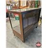 Image 5 : Antique Showcase : 2 Shelves : Sliding Mirror Doors : Cast Iron Front Legs (Measures : 40"H x 48"W x