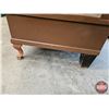 Image 6 : Antique Showcase : 2 Shelves : Sliding Mirror Doors : Cast Iron Front Legs (Measures : 40"H x 48"W x