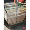 Image 8 : Antique Showcase : 2 Shelves : Sliding Mirror Doors : Cast Iron Front Legs (Measures : 40"H x 48"W x