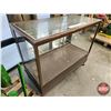 Image 9 : Antique Showcase : 2 Shelves : Sliding Mirror Doors : Cast Iron Front Legs (Measures : 40"H x 48"W x