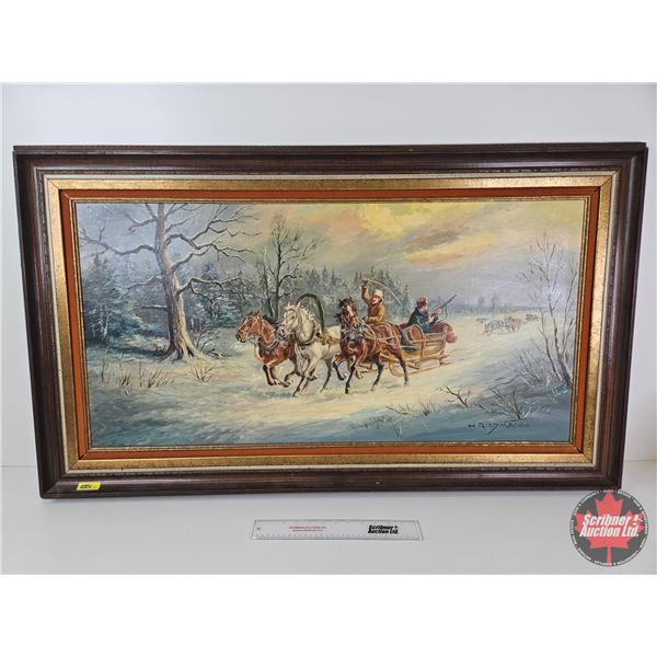 Original Oil Painting by Hans Riedmann (Framed) (Frame Measures : 28"H x 48"W)