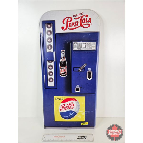 Pepsi-Cola Modern Tin Embossed Sign (Measures : 30"H x 14"W)