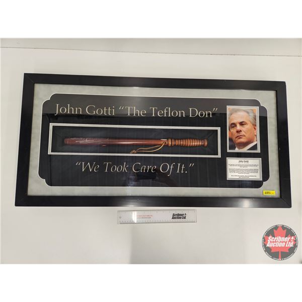 Official Police Wood Baton : (Signed "Sincerely, John Gotti") (In Presentation Frame) (c/w COA) (Fra