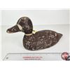 Image 1 : Wooden Duck Decoy (Consignor Tag - Working Blue Bill Hen Painted Eyes From Verdun, PQ 1920's)  (Meas