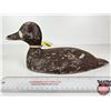 Image 2 : Wooden Duck Decoy (Consignor Tag - Working Blue Bill Hen Painted Eyes From Verdun, PQ 1920's)  (Meas