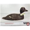 Image 5 : Wooden Duck Decoy (Consignor Tag - Working Blue Bill Hen Painted Eyes From Verdun, PQ 1920's)  (Meas