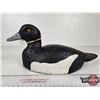 Image 2 : Wooden Duck Decoy (Consignor Tag - Working Blue Bill Drake Glass Eyes c/1960's)  (Measures : 5-1/2"H