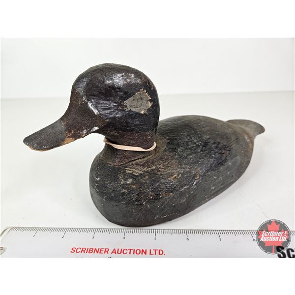 Wooden Duck Decoy (Consignor Tag - Working Teal Early 1930's)  (Measures : 5"H x 4-1/4"W x 12"L)