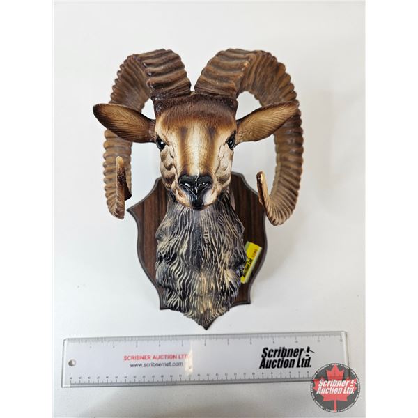 Vintage Ram Wall Ornament : Made In France : Moulded Plastic (Measures : 10"H x 8-1/2"W x 7"D)