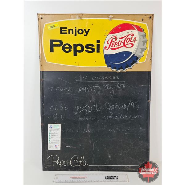 Single Sided Tin Embossed Pepsi Menu Chalkboard  (Measures : 27-1/4"H x 19-1/4"W)