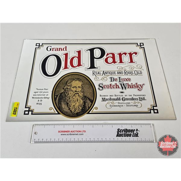 Advertising Mirror "OLD PARR Deluxe Scotch Whiskey" (Measures : 12" x 17-3/4"W)