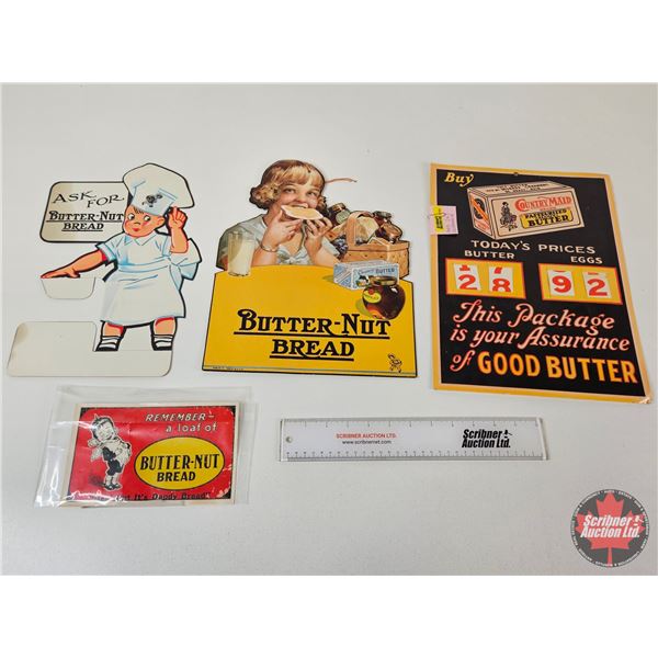 Grocery Store Cardboard Cut Out Ads (4) : - Butter-Nut Bread (3) - Country Maid Butter (1) (Largest 