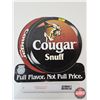 Image 1 : Single Sided Tin Embossed Sign : "Cougar Snuff" (Measures : 17"H x 16"W)