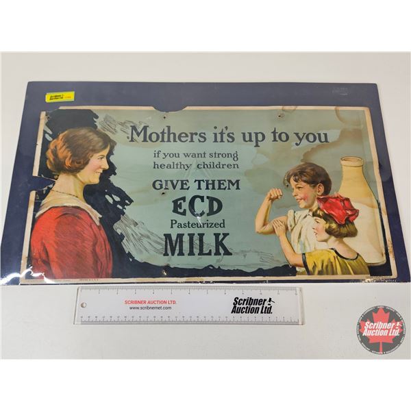 Vintage Edmonton City Dairy Trolley Card Sign (Sign Measures : 11"H x 21"W)